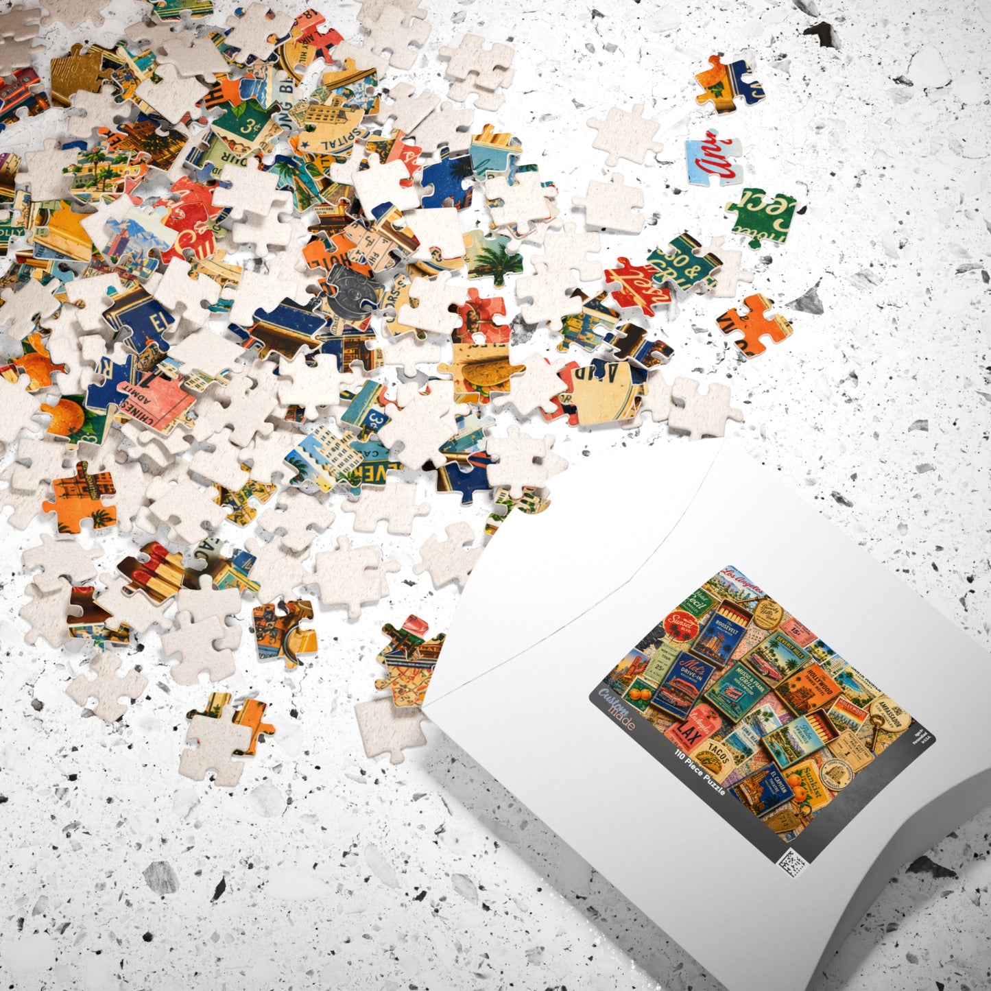 Vintage Los Angeles Matchbook Puzzle | Hollywood Memorabilia Jigsaw | California Landmark Retro LA Nostalgia