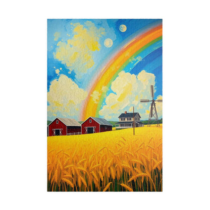 Scenic Farmhouse Puzzle, 110-1014 Piece Jigsaw, Vibrant Rainbow Landscape, Gift for Nature Lovers, Family Fun Activity 1014 pcs (Vertical) Puzzle The Puzzle Chest