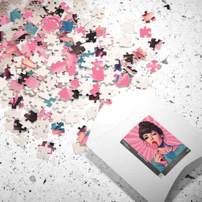 Candy Girl Pop Art Jigsaw Puzzle, Vintage Glamour Puzzle 110 - 1014-piece, Retro Gift for Puzzle Lovers, Home Activity, Fun Collectible