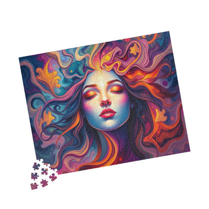 Abstract Face Jigsaw Puzzle (110-1014 Piece), Surreal Portrait of Swirling Colorful Geometric Patterns, Creative Hobby, Best Unique Gift Puzzle The Puzzle Chest