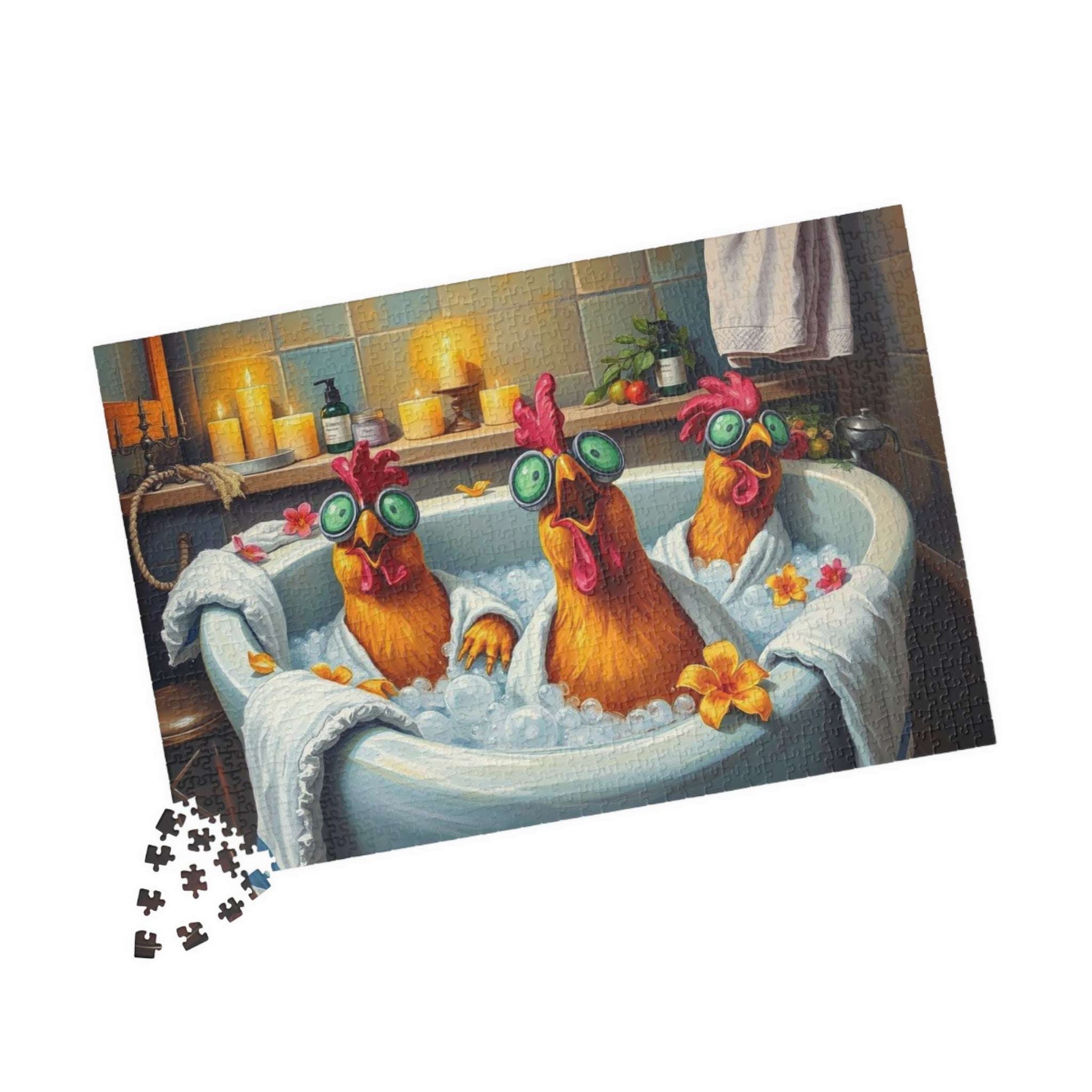 Chicken Spa Bath Jigsaw Puzzle 1014 pcs (Horizontal) Puzzle The Puzzle Chest