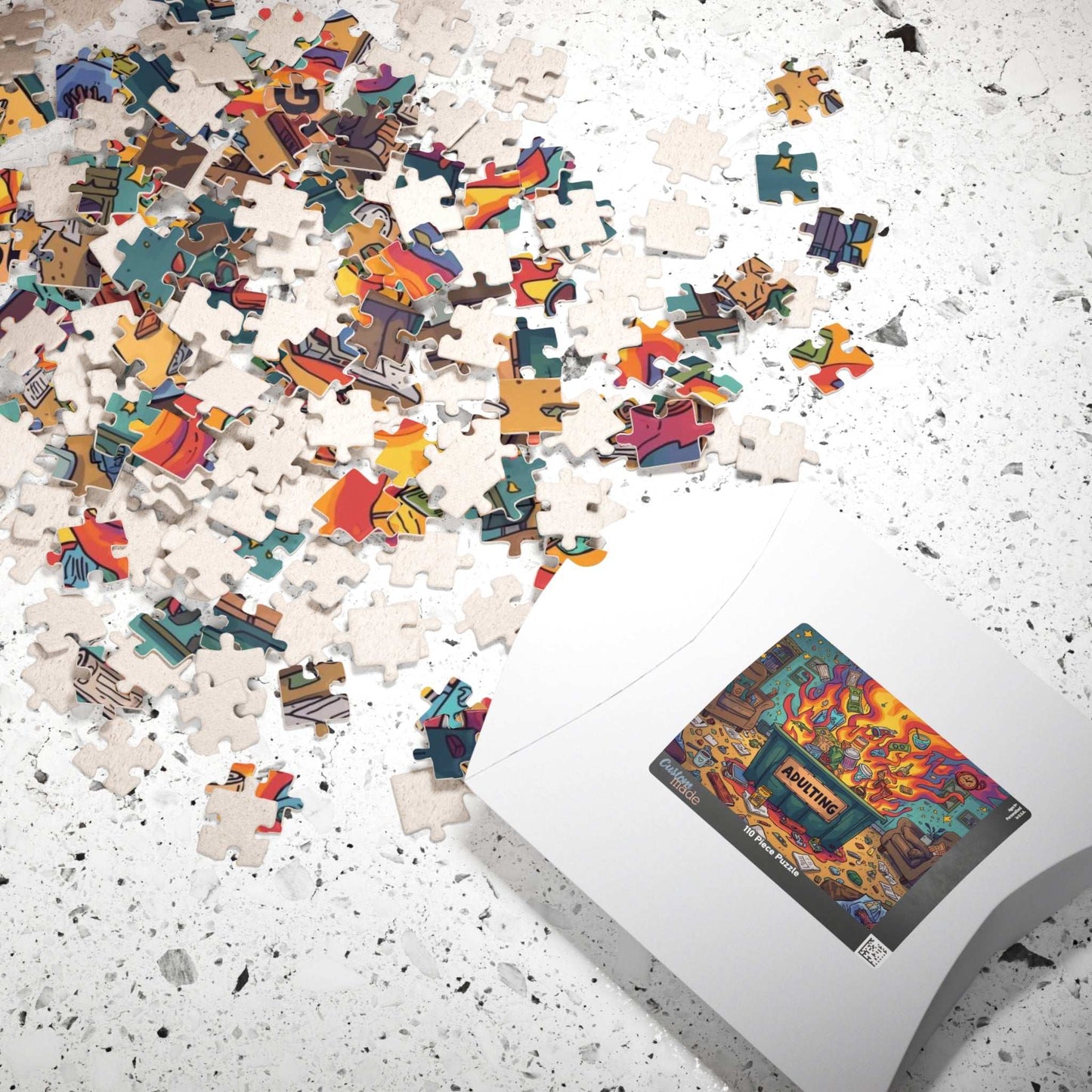 Adulting Dumpster Fire Jigsaw Puzzle - Funny Meme Theme, Mindfulness Activity, Holiday Birthday Gift for Adults, Entertainment, Brain Teaser Puzzle The Puzzle Chest