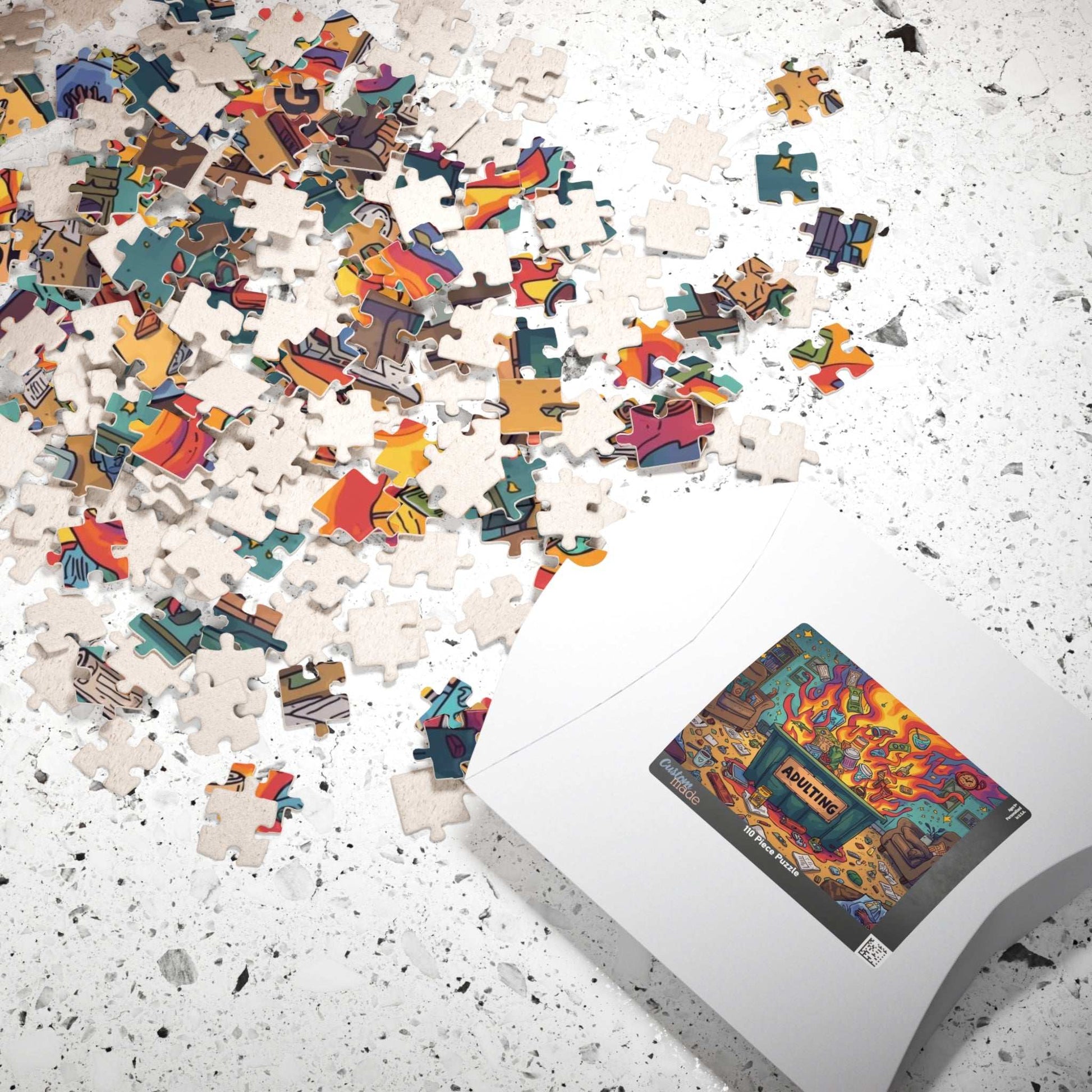 Adulting Dumpster Fire Jigsaw Puzzle - Funny Meme Theme, Mindfulness Activity, Holiday Birthday Gift for Adults, Entertainment, Brain Teaser Puzzle The Puzzle Chest