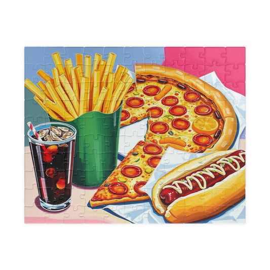 Fast Food Fun Puzzle - Pop Art Jigsaw Game Adult Gift for Food Lovers, Family Game Night, Unique Home Entertainment 110 pcs (Horizontal) Puzzle The Puzzle Chest