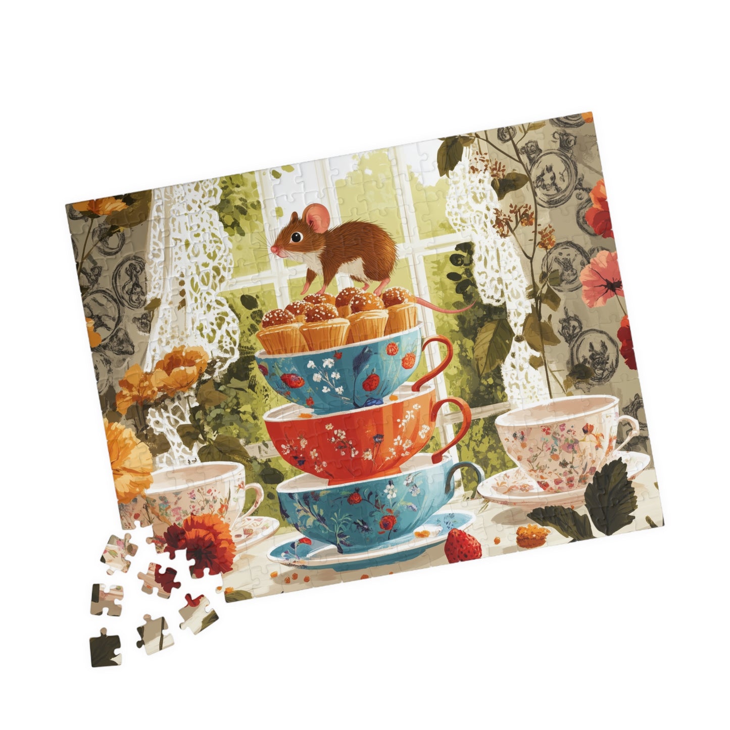 Tea Party Mouse Puzzle | Cute Animal Jigsaw Game 252 pcs (Horizontal) Puzzle The Puzzle Chest