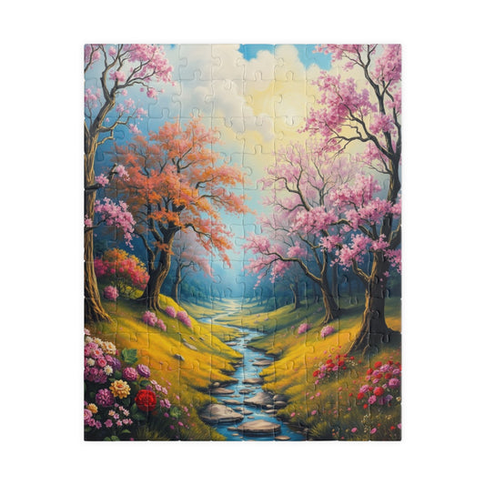 Puzzle, Spring Landscape with Colorful Trees Flowers and Greenery - 110-1014 Piece Jigsaw, Family Activity, Home Decor, Stress Relief, Gift 110 pcs (Vertical) Puzzle The Puzzle Chest