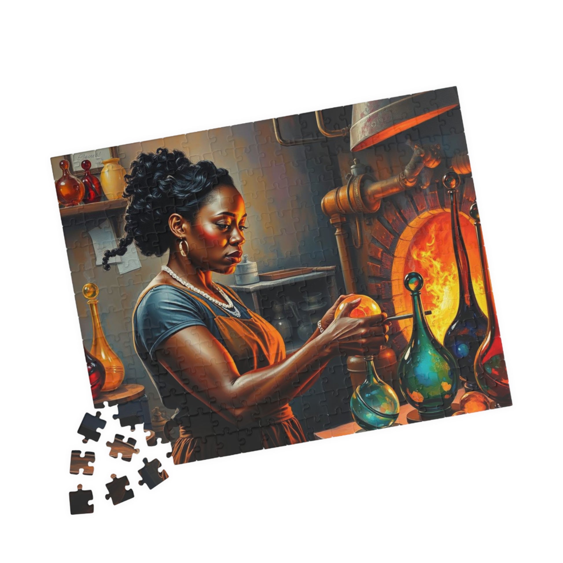 Black Woman Glassblowing Jigsaw Puzzle, African American Art, Unique Birthday Holiday Gift for Friend, Family Game Night, Creative Challenge Puzzle The Puzzle Chest