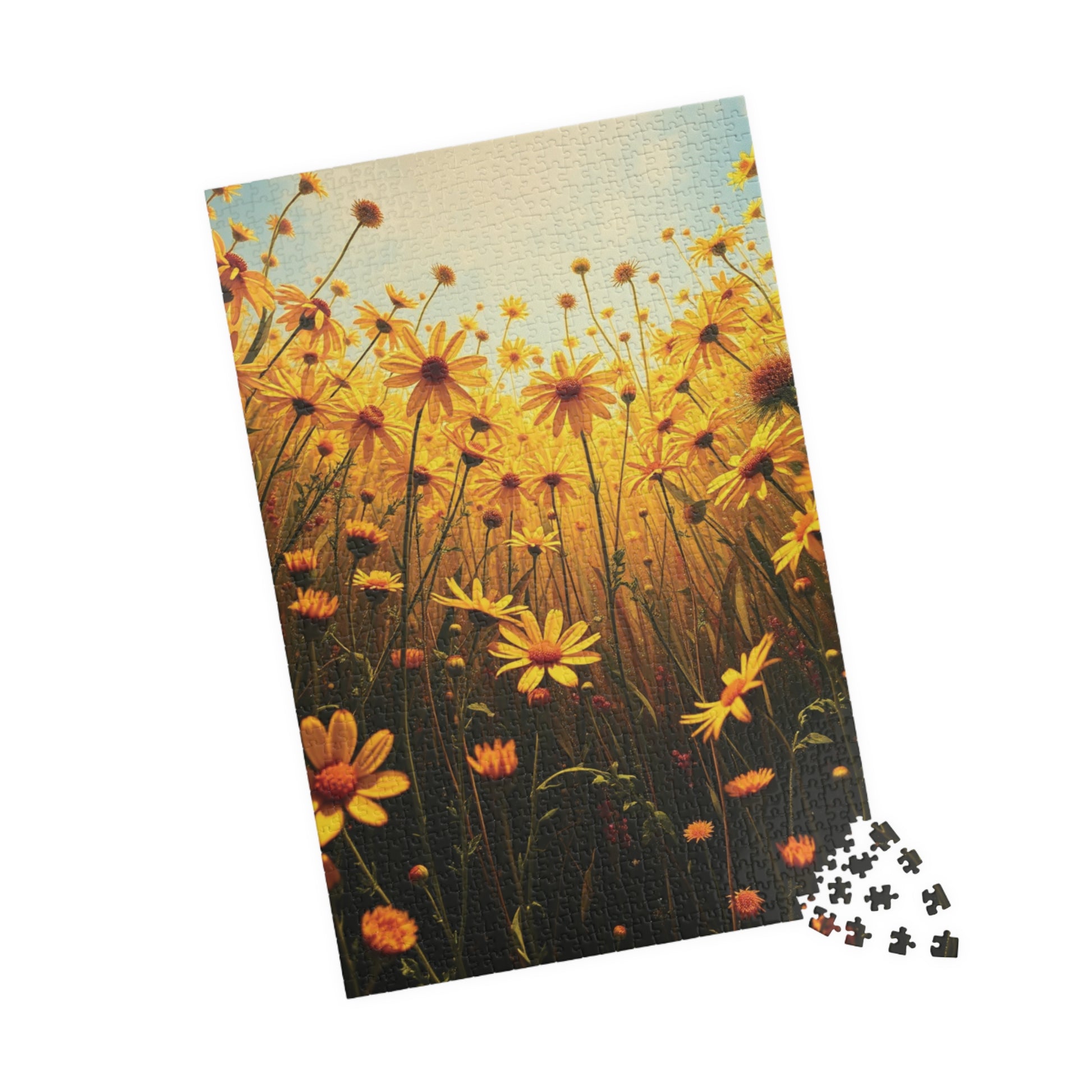 Golden Wildflower Field Puzzle, Bright Floral Flower Landscape Jigsaw Game, Mindful Challenge, Nature Themed Puzzle Lover Gift, Family Fun Puzzle The Puzzle Chest