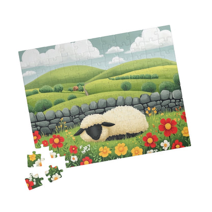 Sheep in Wildflower Meadow Puzzle | 120/252/500-Piece Jigsaw 110 pcs (Horizontal) Puzzle The Puzzle Chest