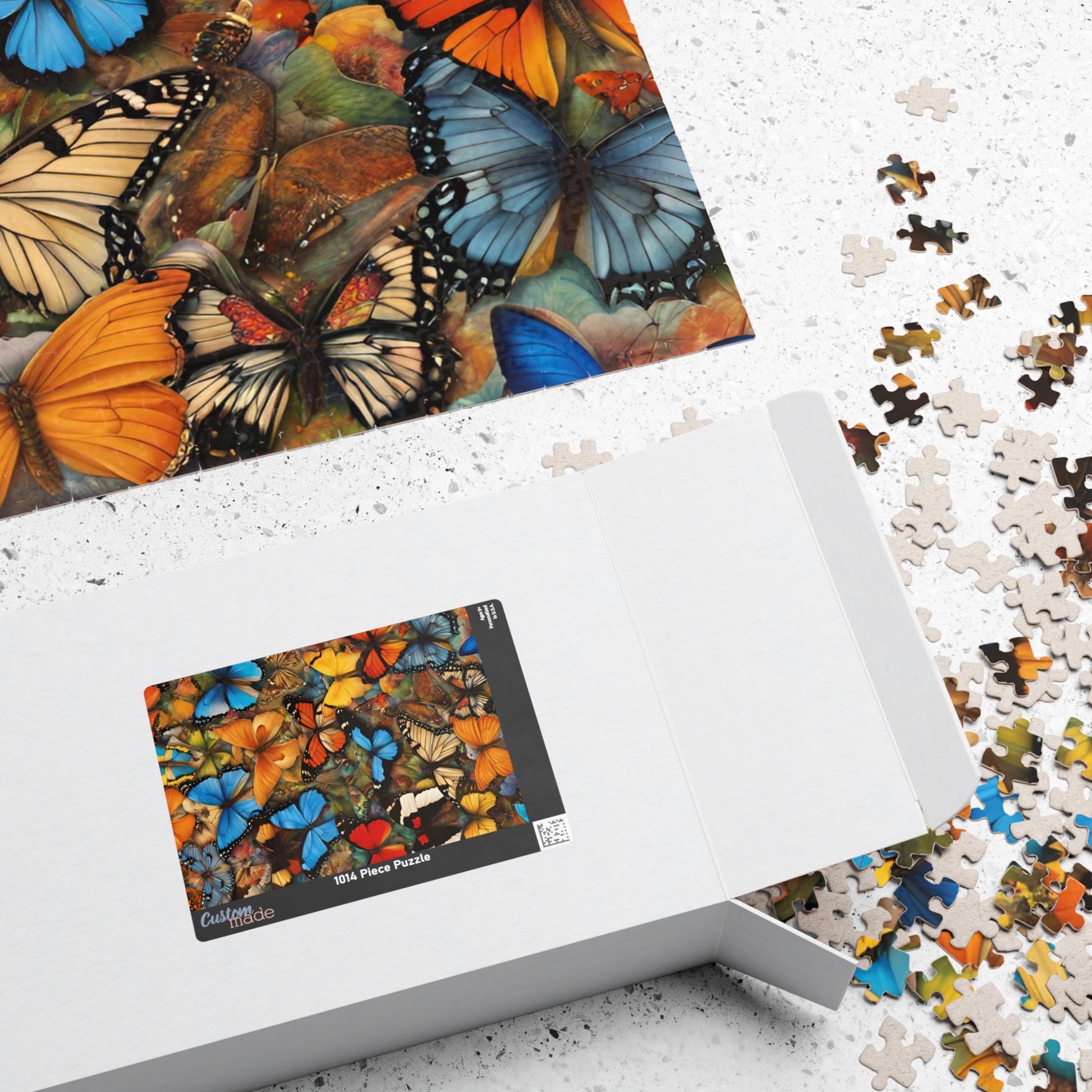 Butterfly Puzzle, Colorful Chaotic Collage Jigsaw, 252 520 1014-Piece Game, Mindfulness Activity, Gift for Nature Lover, Indoor Fun Puzzle The Puzzle Chest