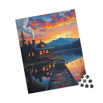 Serene Cabin Sunset Puzzle, Nature Jigsaw for Family Game Night, Gift for Nature Lovers, Cozy Decor Activity, Mindfulness Puzzle The Puzzle Chest