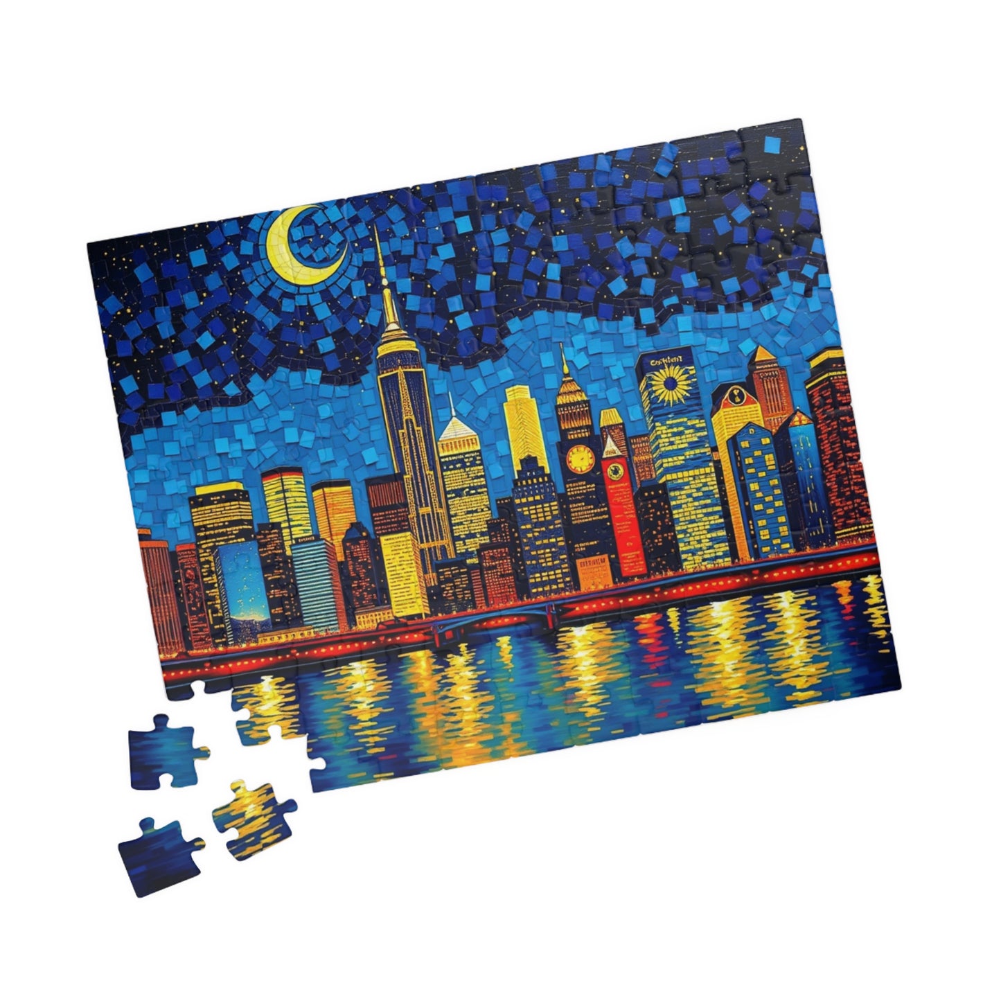 Mosaic Starry Night Skyline Jigsaw Puzzle Puzzle The Puzzle Chest