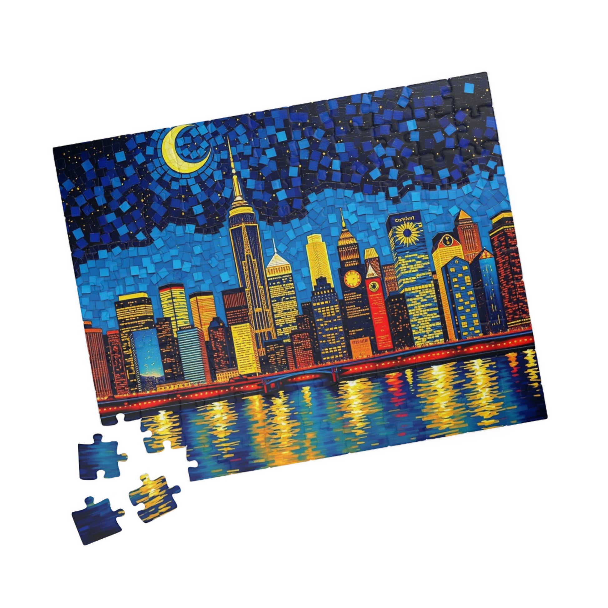 Mosaic Starry Night Skyline Jigsaw Puzzle Puzzle The Puzzle Chest
