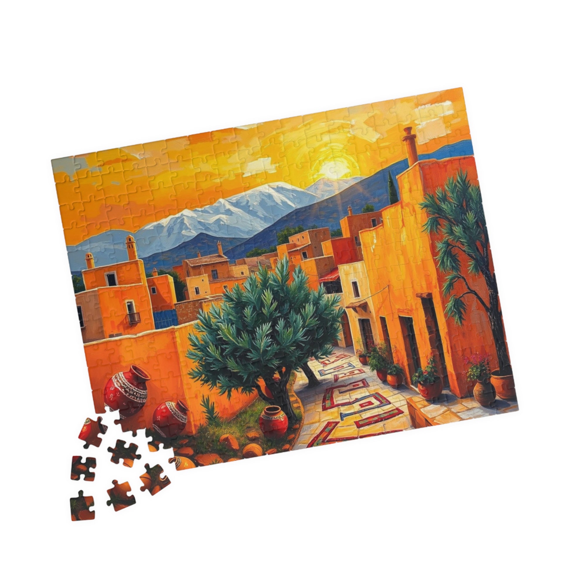 Moroccan Village Sunset Jigsaw Puzzle for Adults, Holiday Birthday Gift for Puzzle Lover, Family Fun, Mindfulness Activity, Art Puzzle The Puzzle Chest