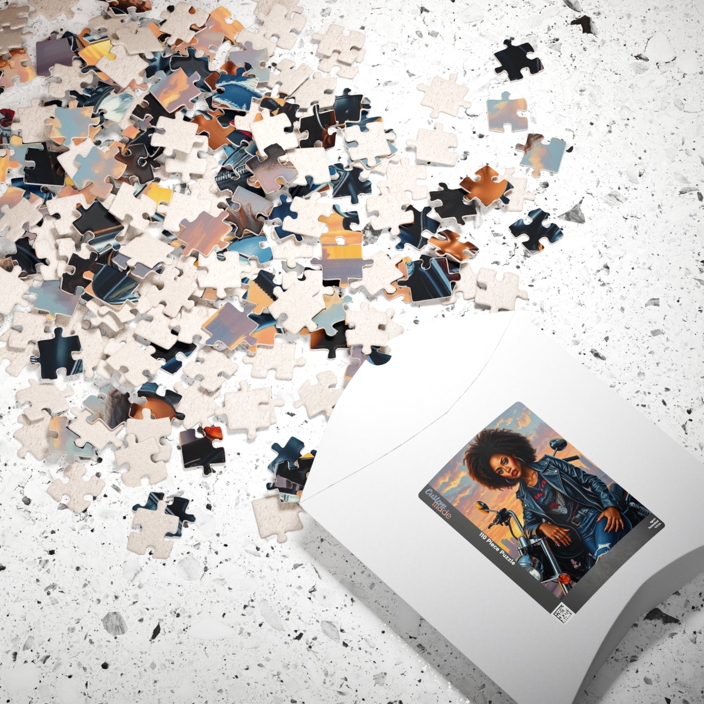 Motorcycle Chic Puzzle - 110, 252, 520, 1014-Piece African American Woman, Perfect Gift for Bikers, Adventurers, and Puzzle Enthusiasts Puzzle The Puzzle Chest