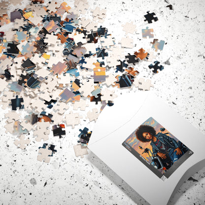 Motorcycle Chic Puzzle - 110, 252, 520, 1014-Piece African American Woman, Perfect Gift for Bikers, Adventurers, and Puzzle Enthusiasts Puzzle The Puzzle Chest