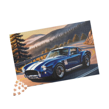 Vintage Car Puzzle, 1965 Cobra 427, Classic Muscle Car on a Scenic Mountain Road Jigsaw Game Puzzle The Puzzle Chest