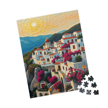 Mediterranean Village Jigsaw Puzzle - Mosaic Design, Tabletop Game for Family Activity, Mental Exercise, Quiet Pastime, Puzzle Lover Gift The Puzzle Chest