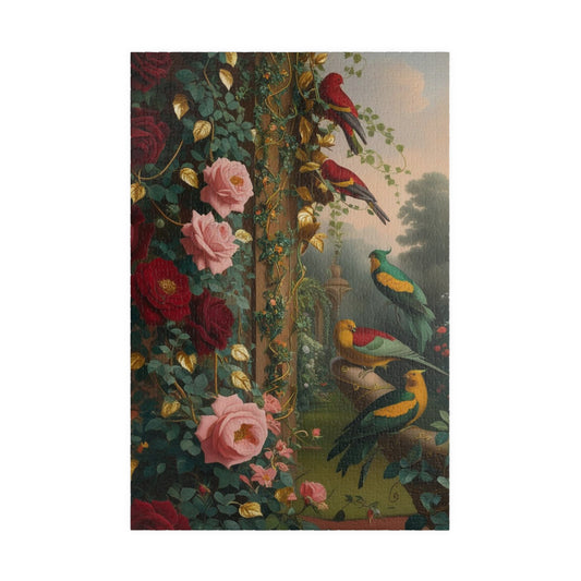 Vintage Floral Paradise Puzzle, 110, 252, 520, 1014-piece Flower Jigsaw Game for Adult, Nature Decor, Gift for Bird Lover 1014 pcs (Vertical) Puzzle The Puzzle Chest