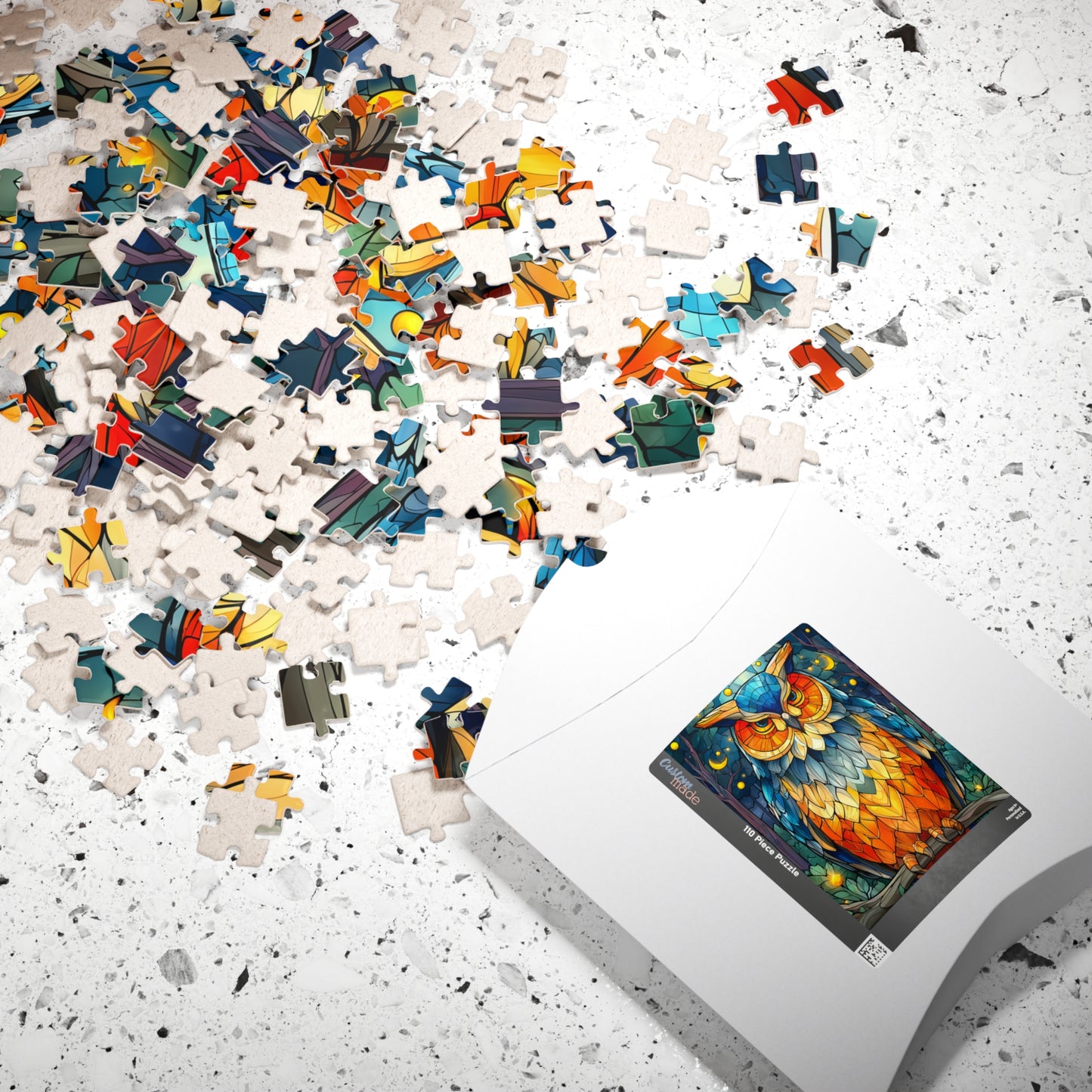Stained Glass Style Owl Puzzle | 110/252/520/1014 Piece Colorful Owl Jigsaw Puzzle The Puzzle Chest
