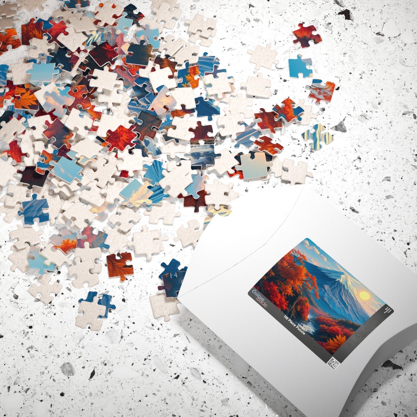 Surreal Autumn Mount Fuji Puzzle: Snow-Capped Peak and Vibrant Foliage Landscape Puzzle, Famous Landmark Jigsaw Game, Nature Lover Gift Puzzle The Puzzle Chest