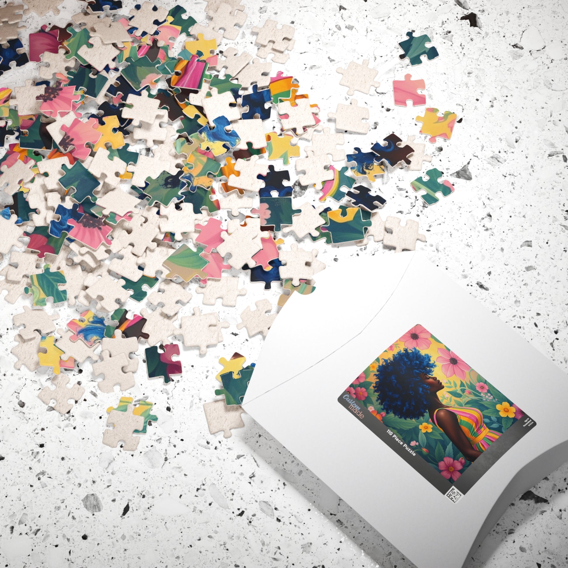 Colorful Floral Afrocentric Puzzle, African American Woman, Black Art-Inspired Game for Families, Gift for Puzzle Lover, Brain Teaser Puzzle The Puzzle Chest