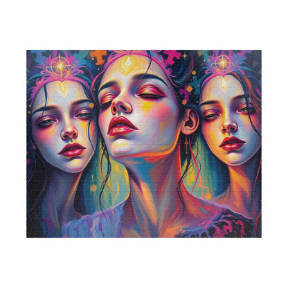 Colorful Art Puzzle - Tranquil Trio | 110, 252, 520, 1014-piece Jigsaw | Meditation Theme | Gift for Art Lovers, Family Activity, Relaxation 520 pcs (Horizontal) Puzzle The Puzzle Chest