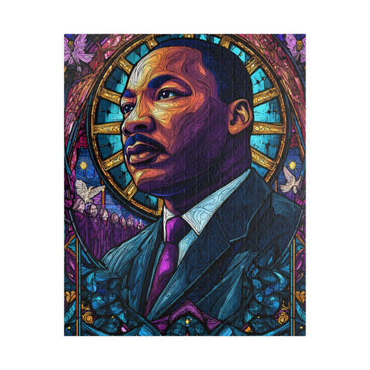 Black History Jigsaw Puzzle – Dr. Martin Luther King Jr. Stained Glass Illustration, Afrocentric Puzzle for Adults, Inspirational MLK Art Gift Puzzle The Puzzle Chest