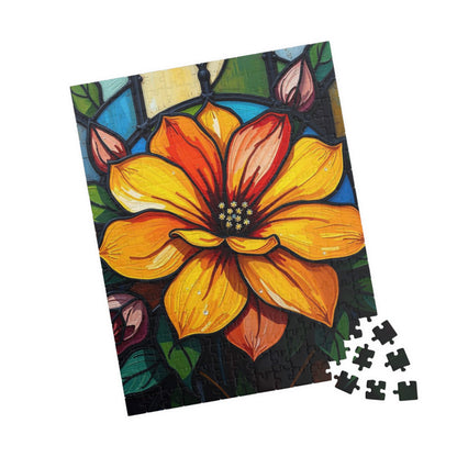 Petals of Light Stained Glass Style Floral Puzzle, 110-520 Piece Jigsaw, Home Décor, Brain Teaser, Gift for Puzzle Lovers, Family Activity