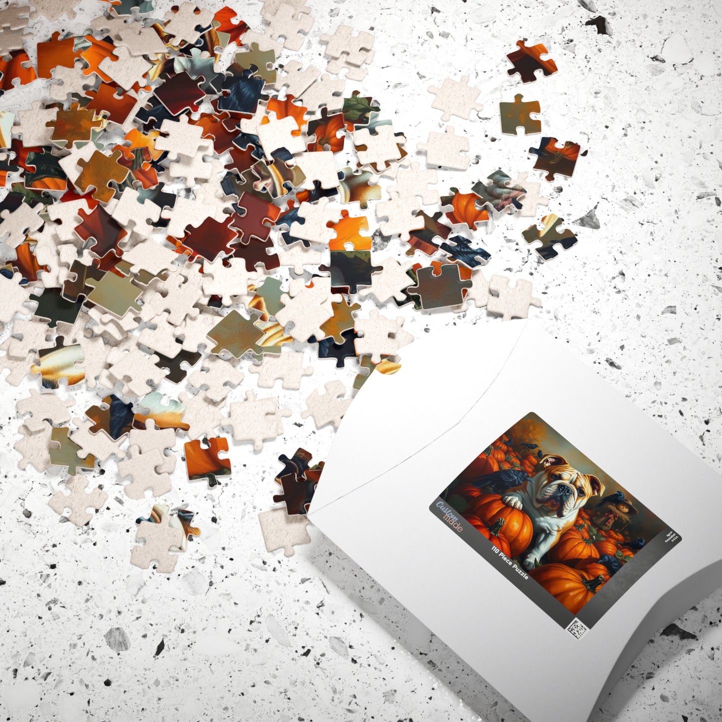 Autumn Pumpkin Dog Puzzle, Fall Bulldog Jigsaw Game for Dog Lover Gift, Family Game Night, Halloween Fun, Thanksgiving Activity Brain Teaser Puzzle The Puzzle Chest