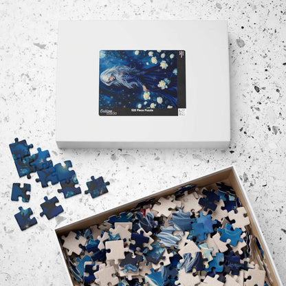 Lady of the Midnight Garden - Moonlit White Rose Jigsaw Puzzle