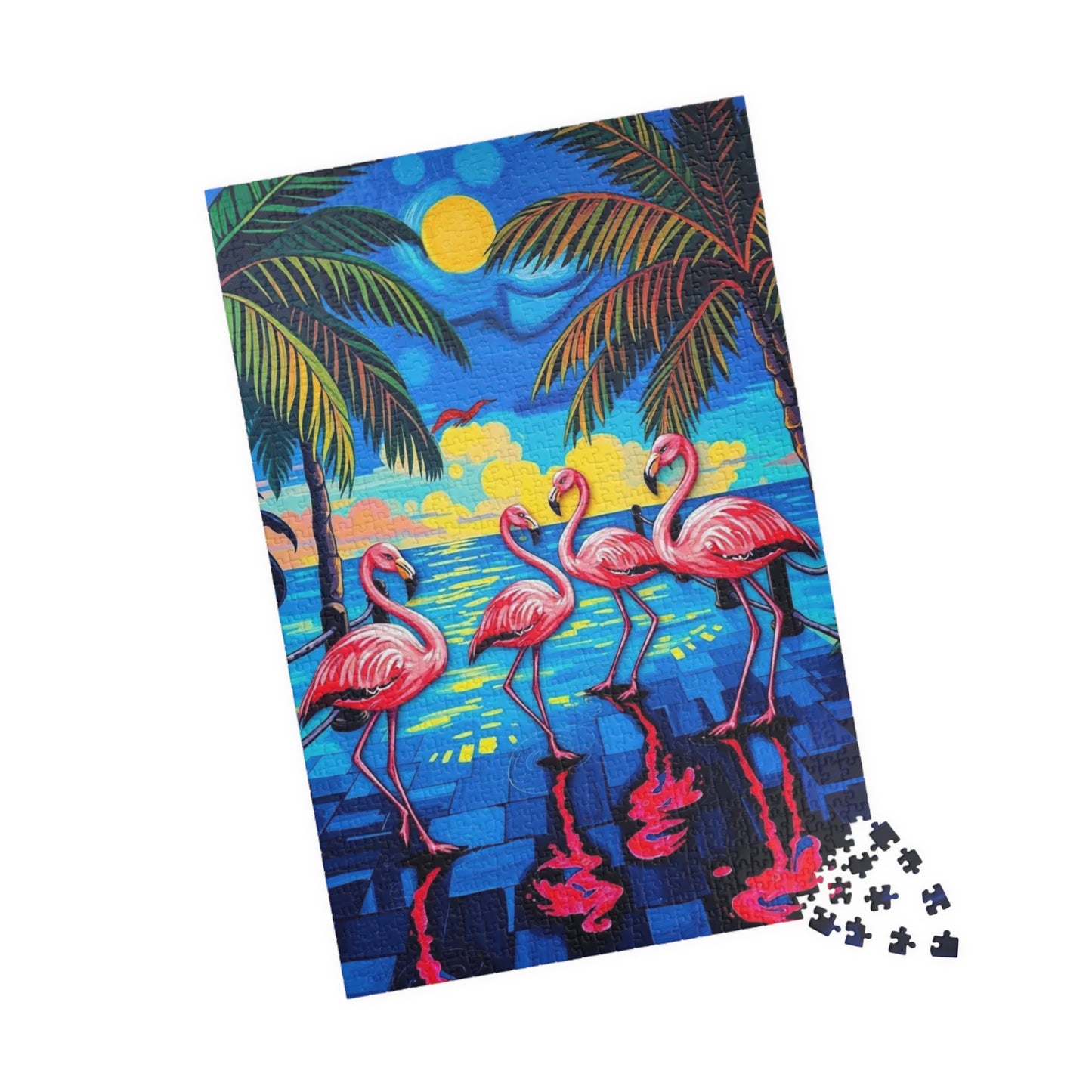 Flamingo Fiesta Jigsaw Puzzle, Tropical Summer Puzzle with Dancing Flamingos, 110-1014 Pieces Beach Scene, Family Game Gift for Puzzle Lover Puzzle The Puzzle Chest