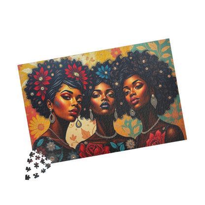 Afrocentric Jigsaw Puzzle, Black Woman Artwork, Cultural Design for Family Fun, Home Entertainment Gift for Puzzle Lover, Mindful Activity