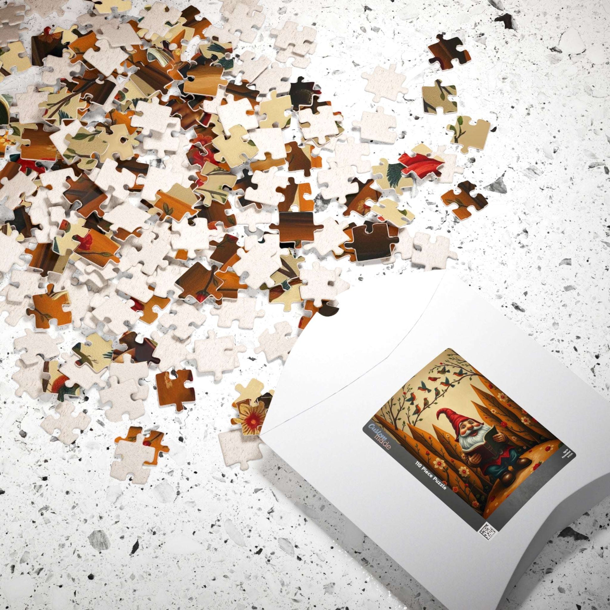 Gnome Reading Storybook – Whimsical Folk Art Forest Jigsaw Puzzle The Puzzle Chest