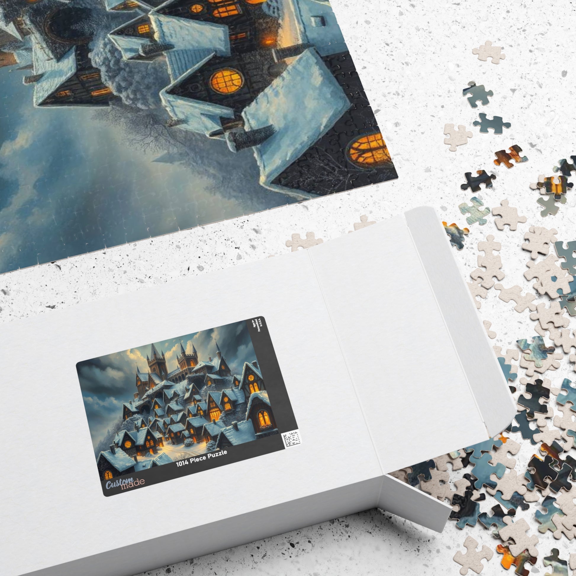 Gothic Hearths Winter Village Jigsaw Puzzle, Gothic Art Print of Enchanting Winter Castle, Puzzle Lover Gift for Dark Fantasy Enthusiasts Puzzle The Puzzle Chest