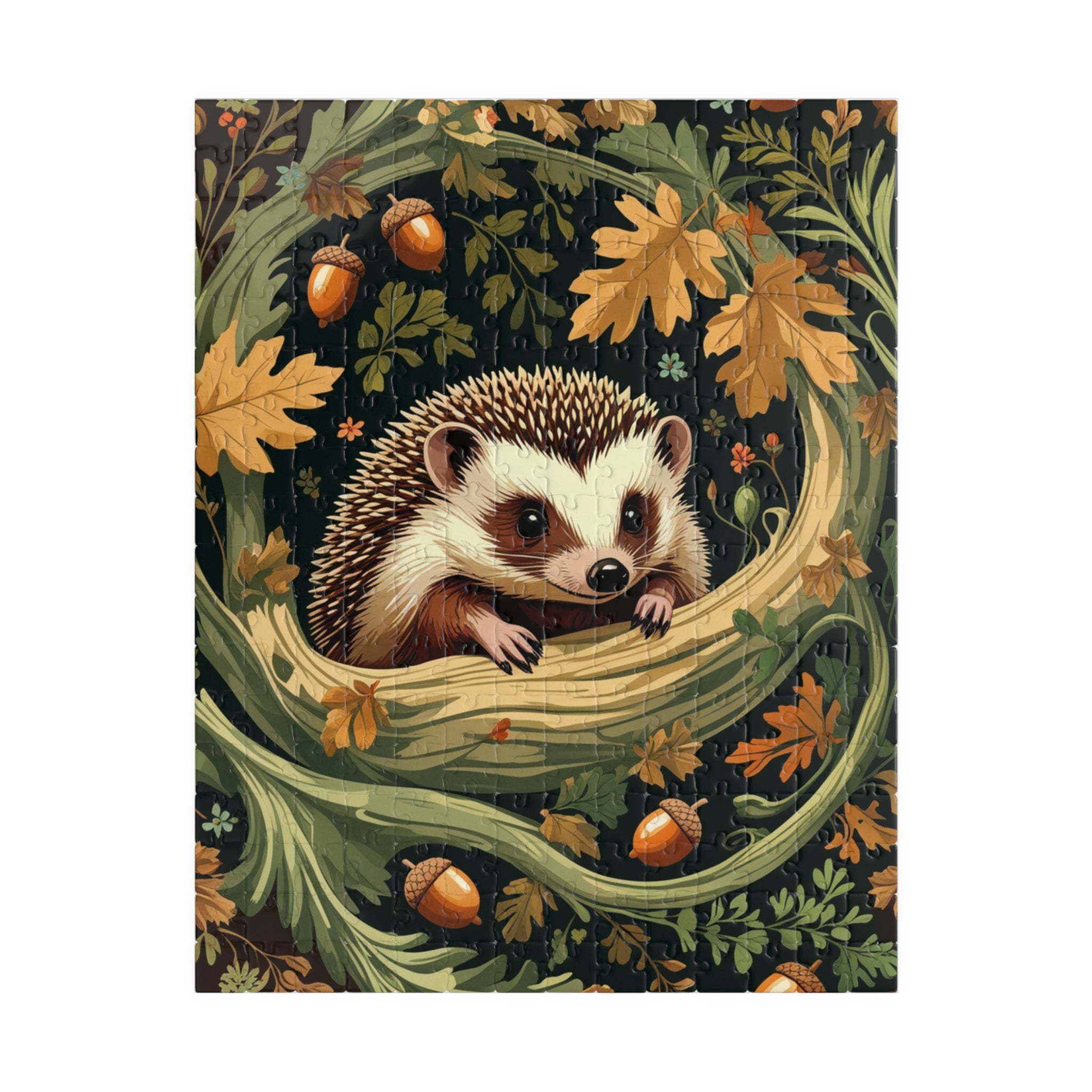 Vintage Forest Hedgehog Jigsaw Puzzle, William Morris Inspired