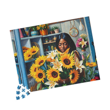 Flower Shop Jigsaw Puzzle - Black Woman Art Beautiful Puzzle for Relaxation Holiday Birthday Gift for Her Home Entertainment Mindful Moments Puzzle The Puzzle Chest