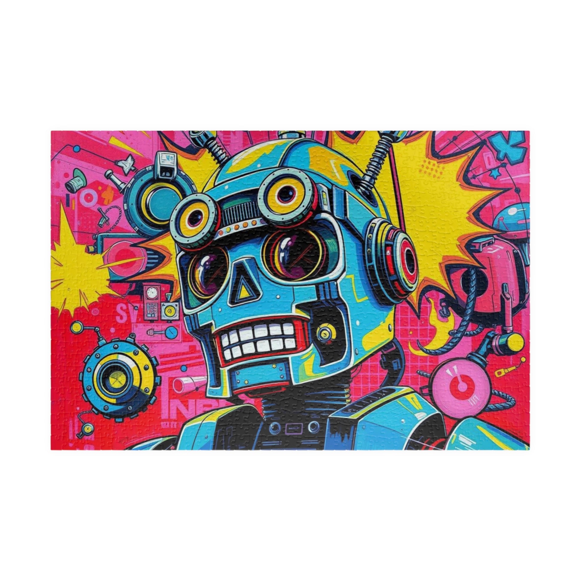 Whimsical Robot Puzzle, Colorful Pop Art Puzzle for Adults, Fun Gift for Family Game Night, Creative Birthday Holiday Gift Idea 1014 pcs (Horizontal) Puzzle The Puzzle Chest