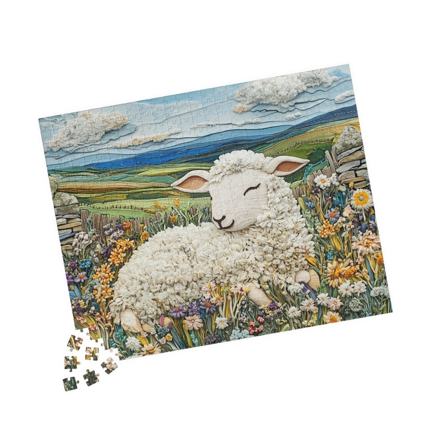 Sleeping Lamb Meadow Puzzle | Sheep Jigsaw Puzzle, 110-1014pc Animal Themed Game 520 pcs (Horizontal) Puzzle The Puzzle Chest