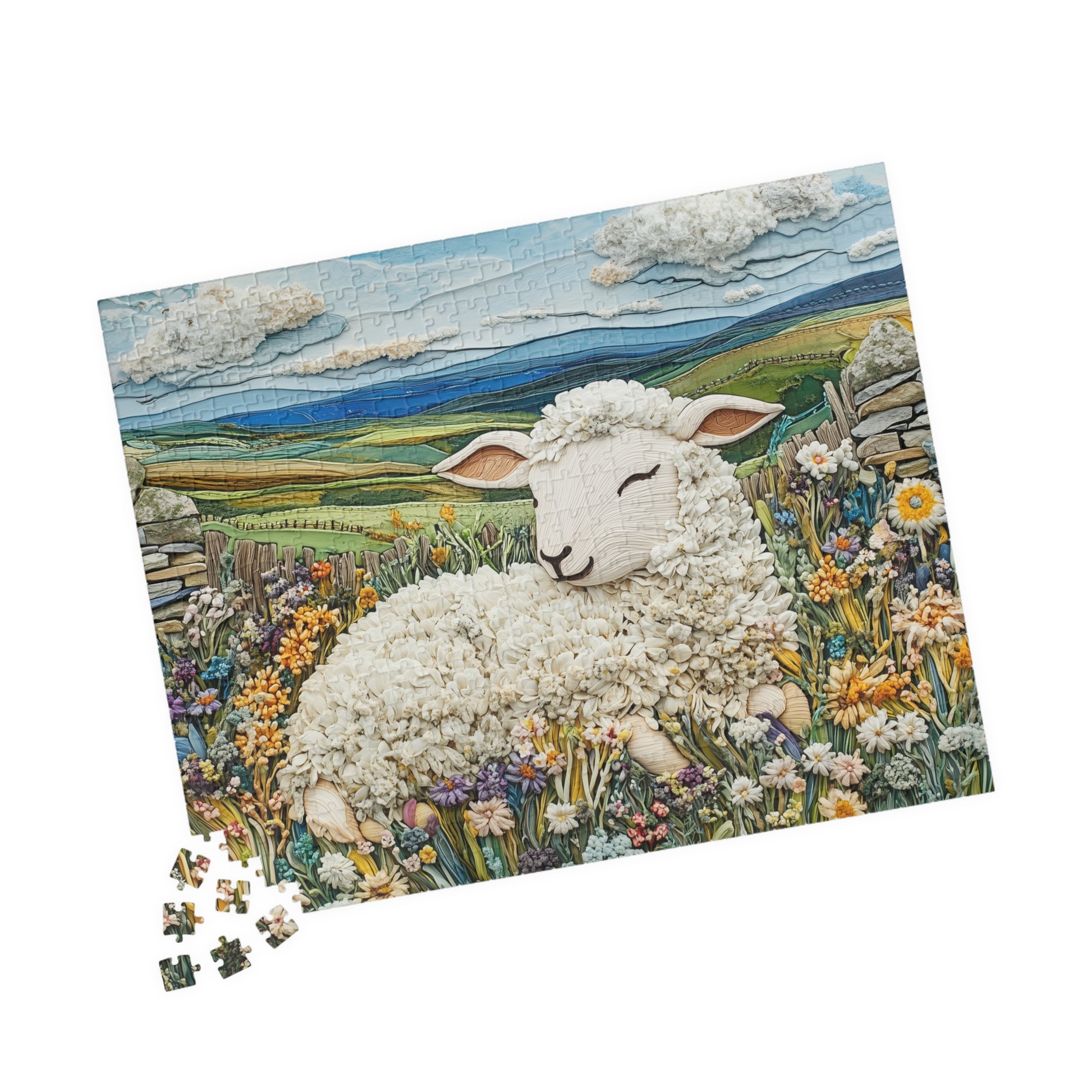 Sleeping Lamb Meadow Puzzle | Sheep Jigsaw Puzzle, 110-1014pc Animal Themed Game 520 pcs (Horizontal) Puzzle The Puzzle Chest