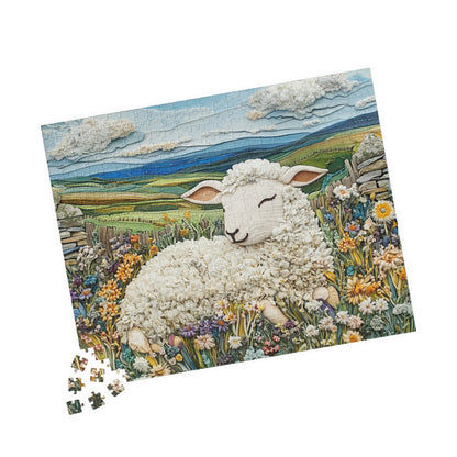 Sleeping Lamb Meadow Puzzle | Sheep Jigsaw Puzzle, 110-1014pc Animal Themed Game 520 pcs (Horizontal) Puzzle The Puzzle Chest