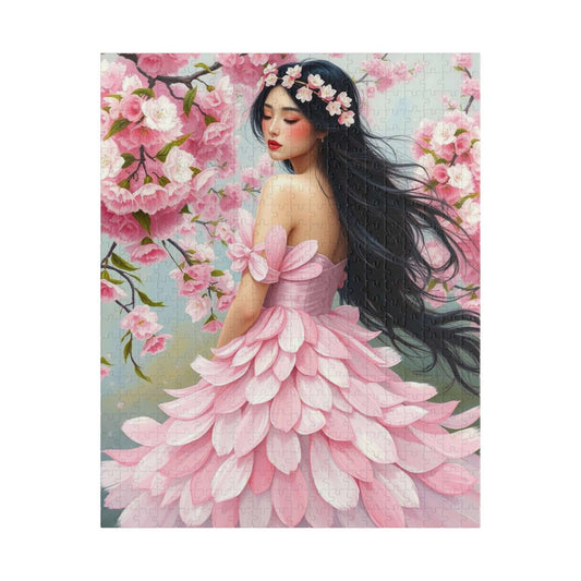 Lady of the Blossoming Grove - Spring Cherry Blossom Jigsaw Puzzle, Beautiful Flower Art Floral Gift
