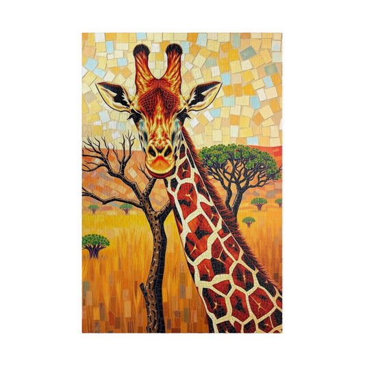 Mosaic Giraffe Jigsaw Puzzle, Beautiful Wildlife Landscape with Acacia Tree, African Savannah Game for Nature Lovers, Animal Enthusiast Gift 1014 pcs (Vertical) Puzzle The Puzzle Chest