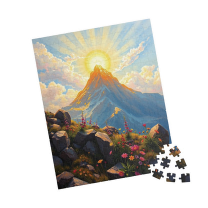 Golden Mount Sinai Puzzle, Mountain Landscape Religious Themed Jigsaw Game Toy, Nature-Inspired Inspirational Gift for Puzzle Lover, Mindful