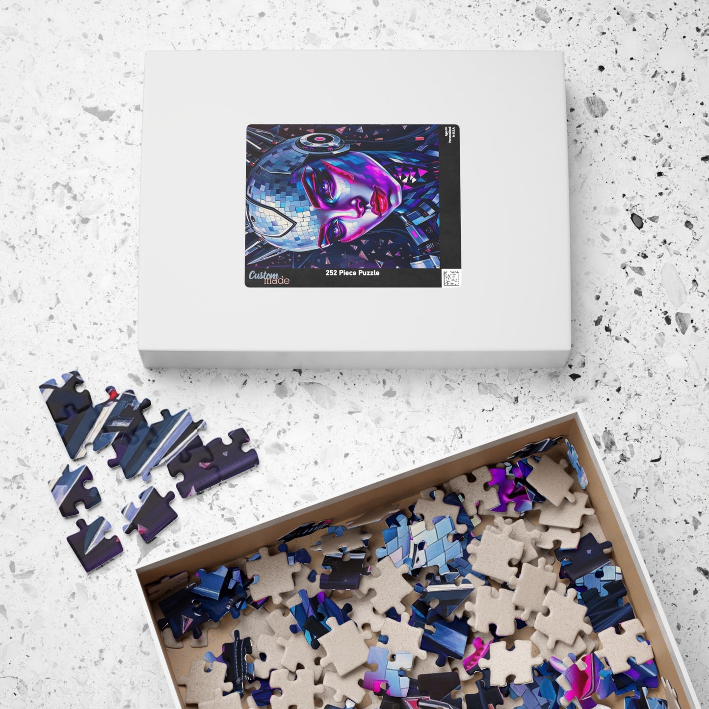 Mosaic Portrait Cybernetic Woman Puzzle, Cyberpunk Female Futuristic Art Jigsaw Game, Puzzle Lover Gift, Brain Teaser, Solo or Family Fun Puzzle The Puzzle Chest