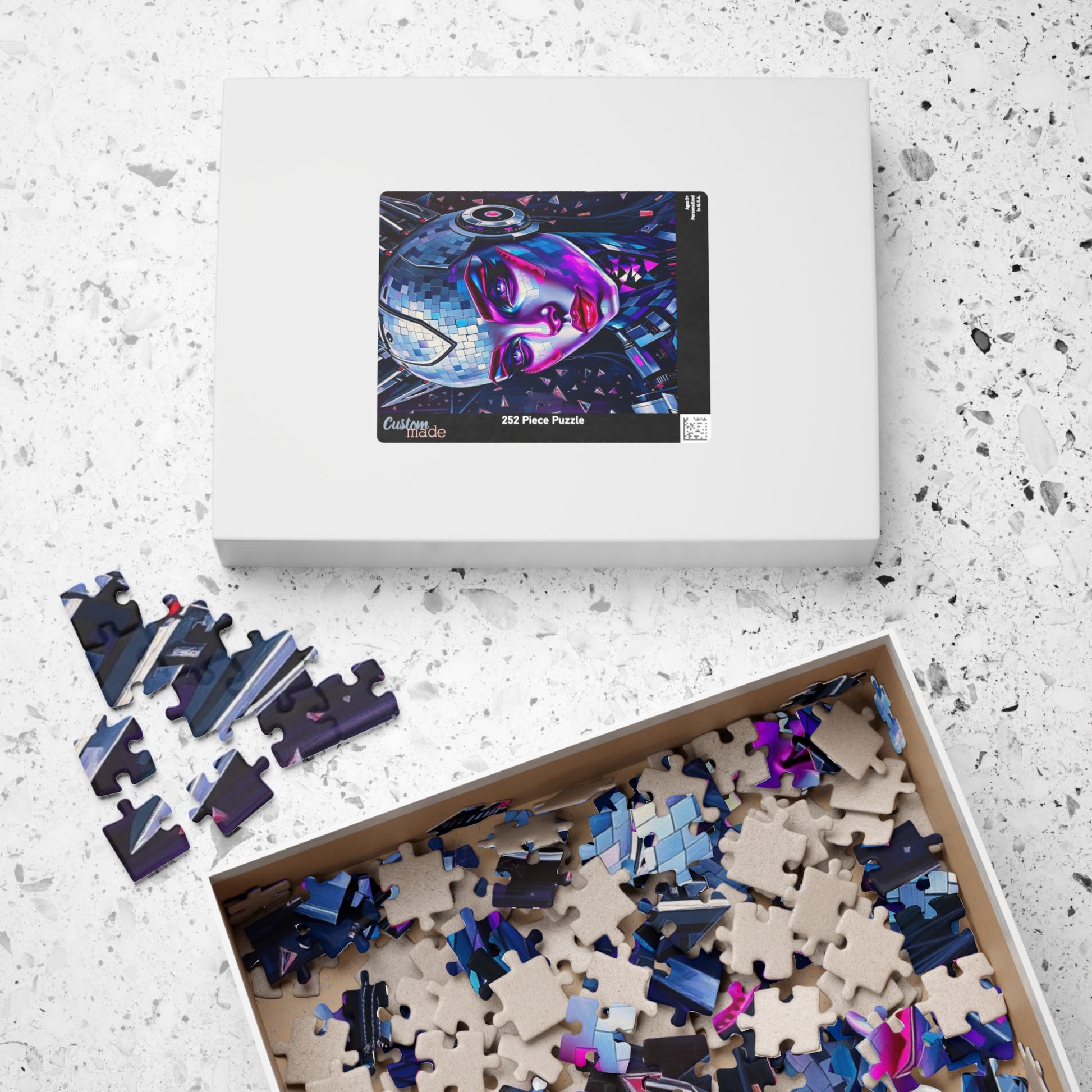 Mosaic Portrait Cybernetic Woman Puzzle, Cyberpunk Female Futuristic Art Jigsaw Game, Puzzle Lover Gift, Brain Teaser, Solo or Family Fun Puzzle The Puzzle Chest