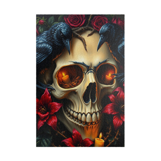 Skull and Roses Puzzle, Dark Floral Gothic Art Adult Jigsaw Game, Puzzle Gifts for Halloween, Mindfulness Solo Fun 1014 pcs (Vertical) Puzzle The Puzzle Chest