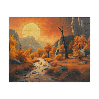 Autumn Sunset Landscape Puzzle - Fall Indoor Jigsaw Game, Cozy Family Activity, Perfect for Game Night, Gifts for Puzzle Lover, Brain Teaser 110 pcs (Horizontal) Puzzle The Puzzle Chest