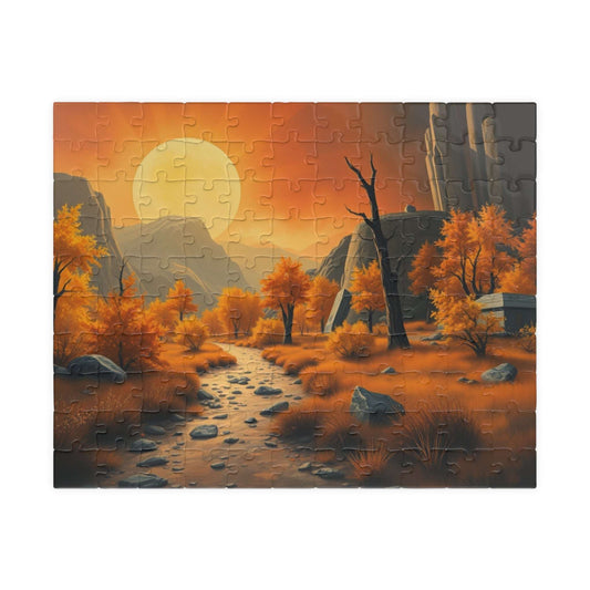 Autumn Sunset Landscape Puzzle - Fall Indoor Jigsaw Game, Cozy Family Activity, Perfect for Game Night, Gifts for Puzzle Lover, Brain Teaser 110 pcs (Horizontal) Puzzle The Puzzle Chest