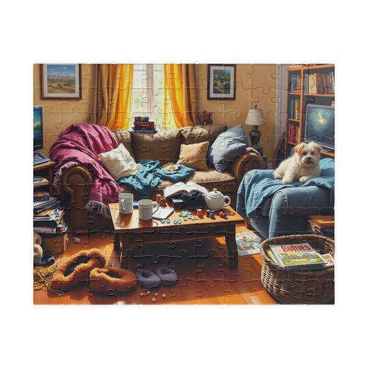 Jigsaw Puzzle for Adults, Messy Cluttered Living Room Scene, Fun Family Activity, Home Decor, Relaxation Gift, Puzzle Challenge, Interactive